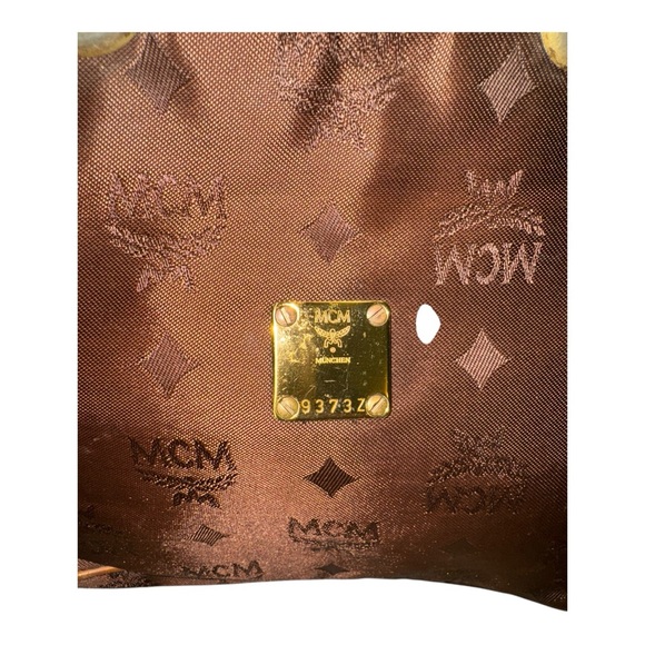 MCM Brown Visetos Small Nylon with Tan Leather Trim Handmade Tote Rare GUC - Picture 4 of 12